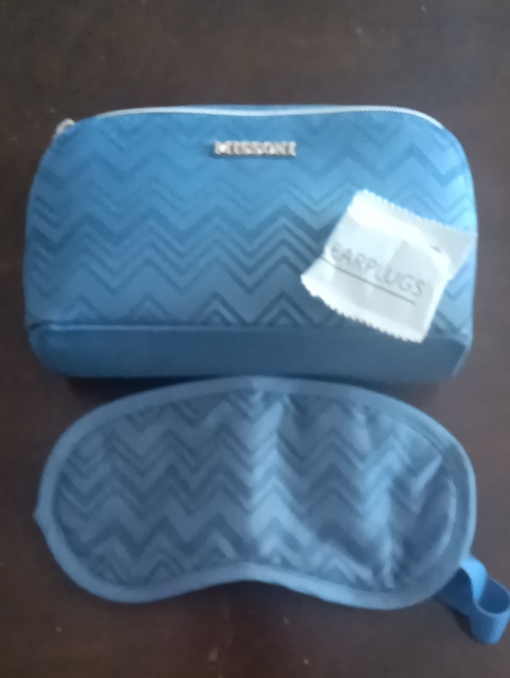 Missoni Blue Chevron Cosmetic Pouch & Eye Mask Set
